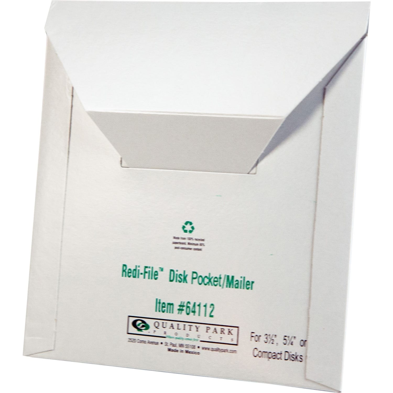 Quality Park 5 1/4in Economy Disk Mailers - Disc/Diskette - 6in Width x 5 7/8in Length - Paperboard - 10 / Pack - White - Image 4