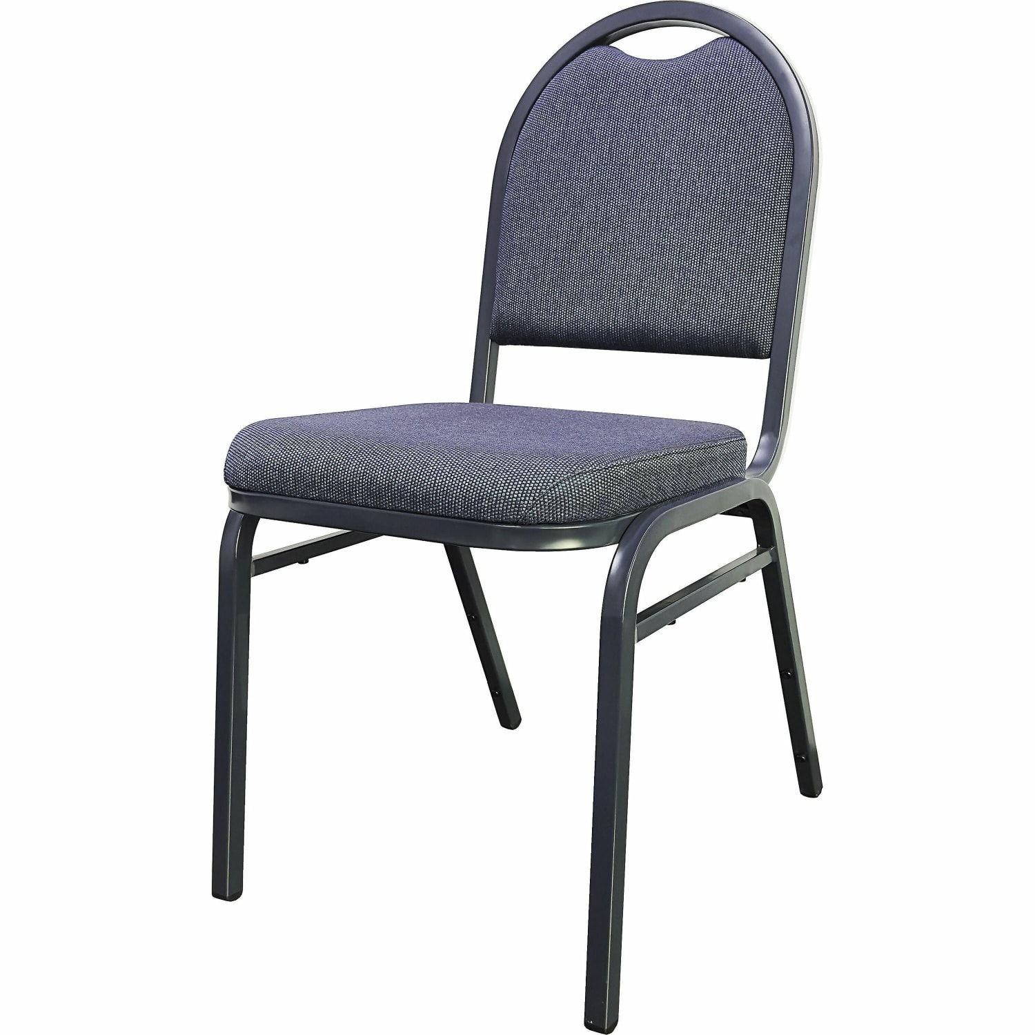 Lorell Banquet Padded Fabric Seat Fabric Back Stacking Chair 16 1516in Seat Width Blueberry SeatCharcoal Frame Quantity 4 PopularChairscom