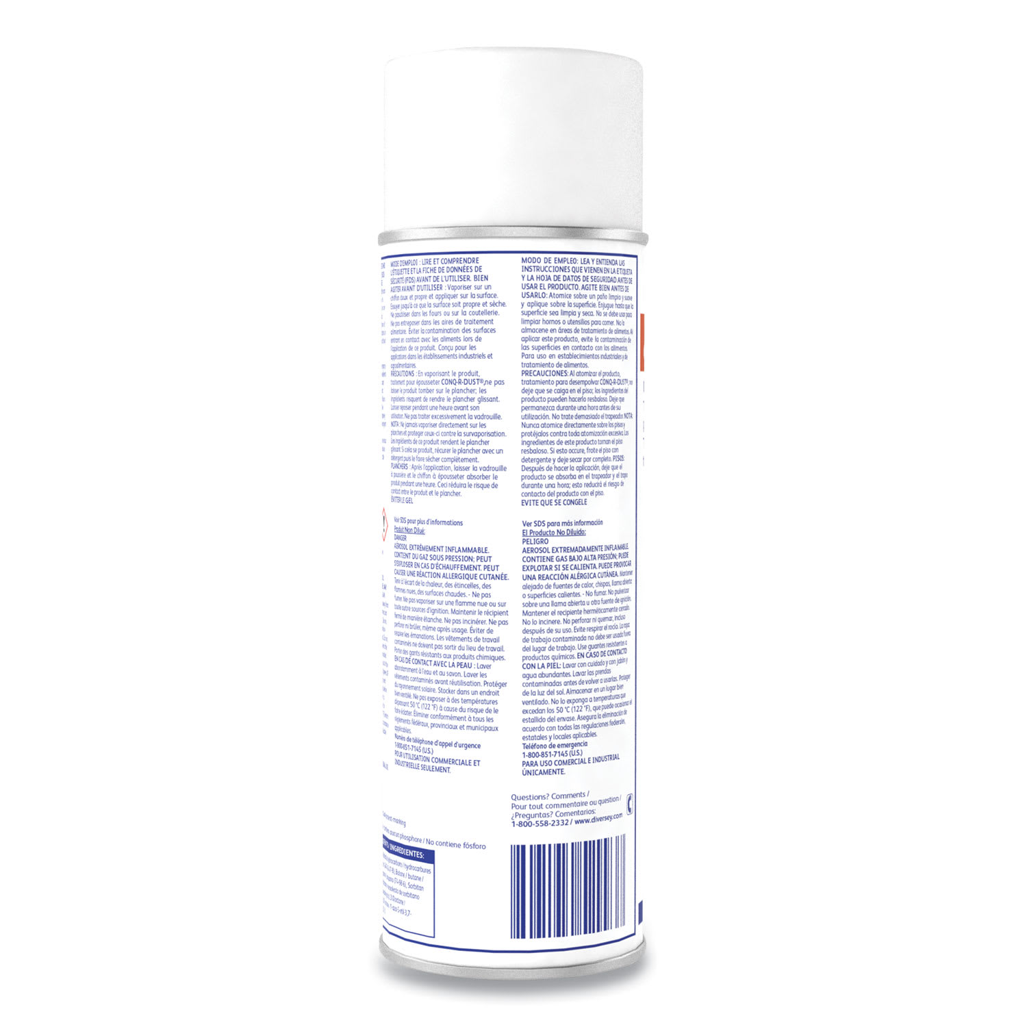Diversey Conq-r-Dust Dust Mop/Dust Cloth Treatment, Amine Scent, 17 oz Aerosol Spray, 12/Carton - Image 3