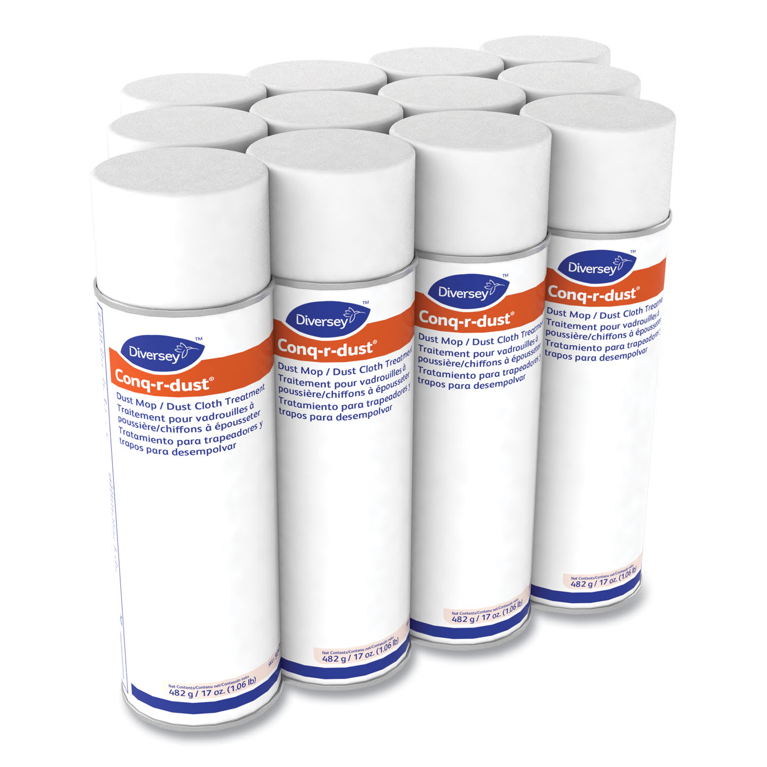 Diversey Conq-r-Dust Dust Mop/Dust Cloth Treatment, Amine Scent, 17 oz Aerosol Spray, 12/Carton - Image 4