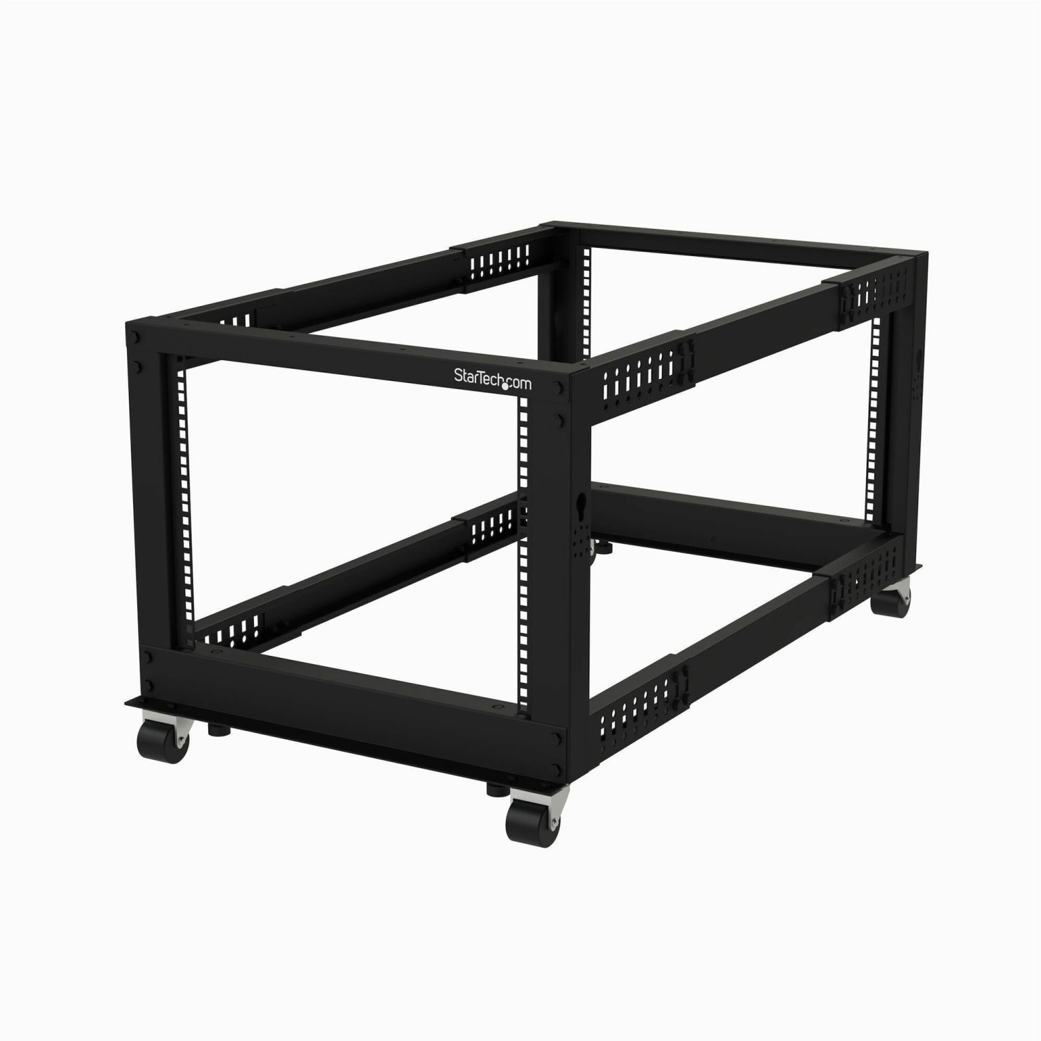 StarTech.com 4-Post 8U Mobile Open Frame Server Rack, 19in Network Rack with Casters, Small Rolling Rack  - 4POSTRACK8U