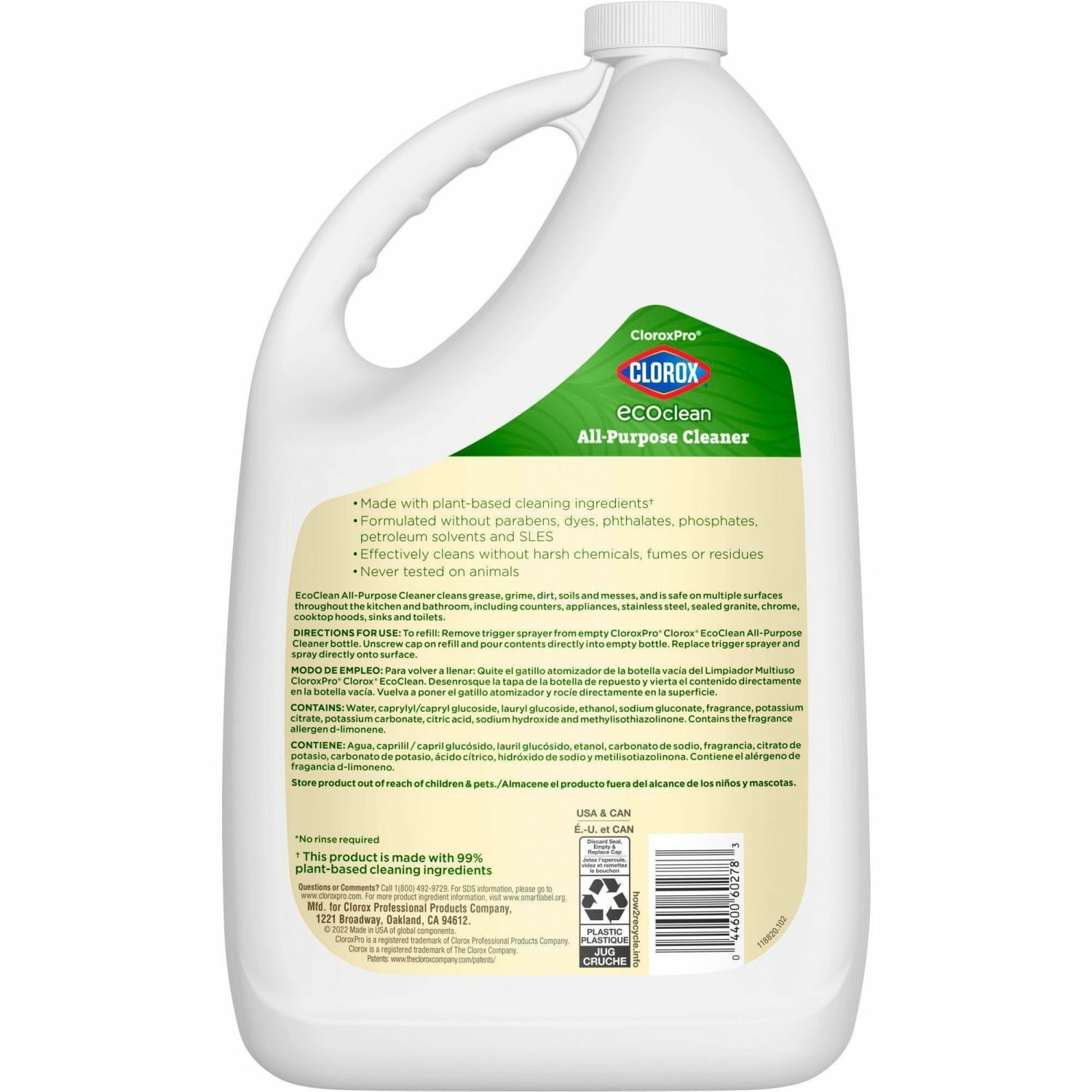 Clorox EcoClean All-Purpose Cleaner - Liquid - 128 fl oz (4 quart) - 4 / Carton - Green, White - Image 6