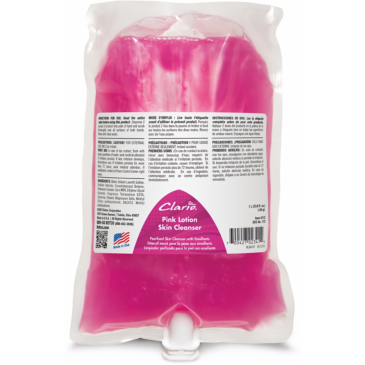 Betco Pink Lotion Skin Cleanser, 1000 mL, Pack Of 6 - Image 3
