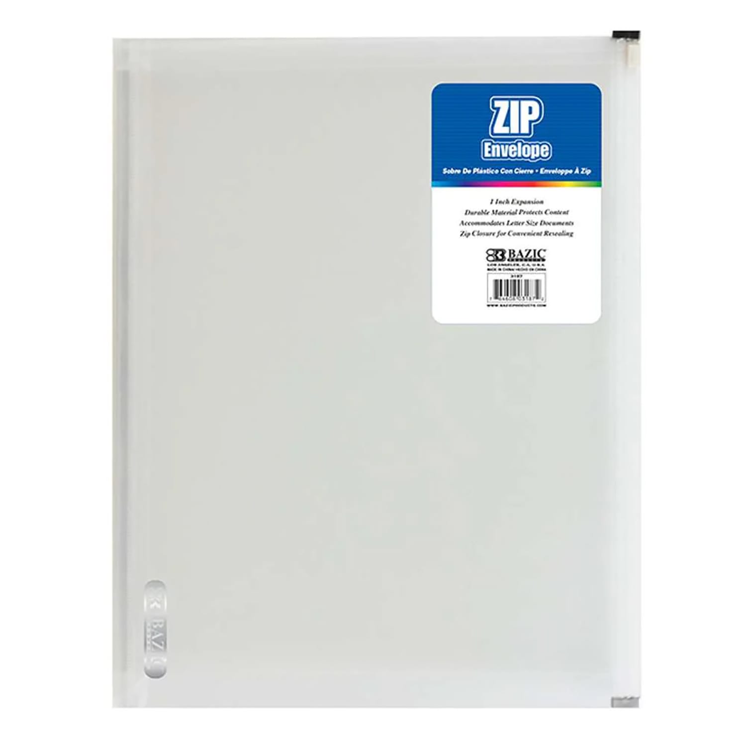 BAZIC Products Zip Envelope, Letter Size, Clear, Pack Of 12 - Image 3