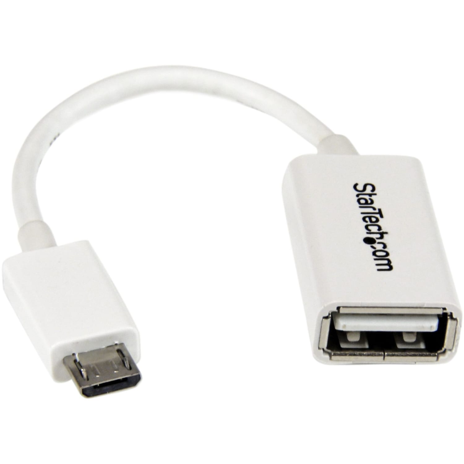 StarTech.com 5in White Micro USB to USB OTG Host Adapter M/F - Micro USB Male to USB A Female On-Th - UUSBOTGW