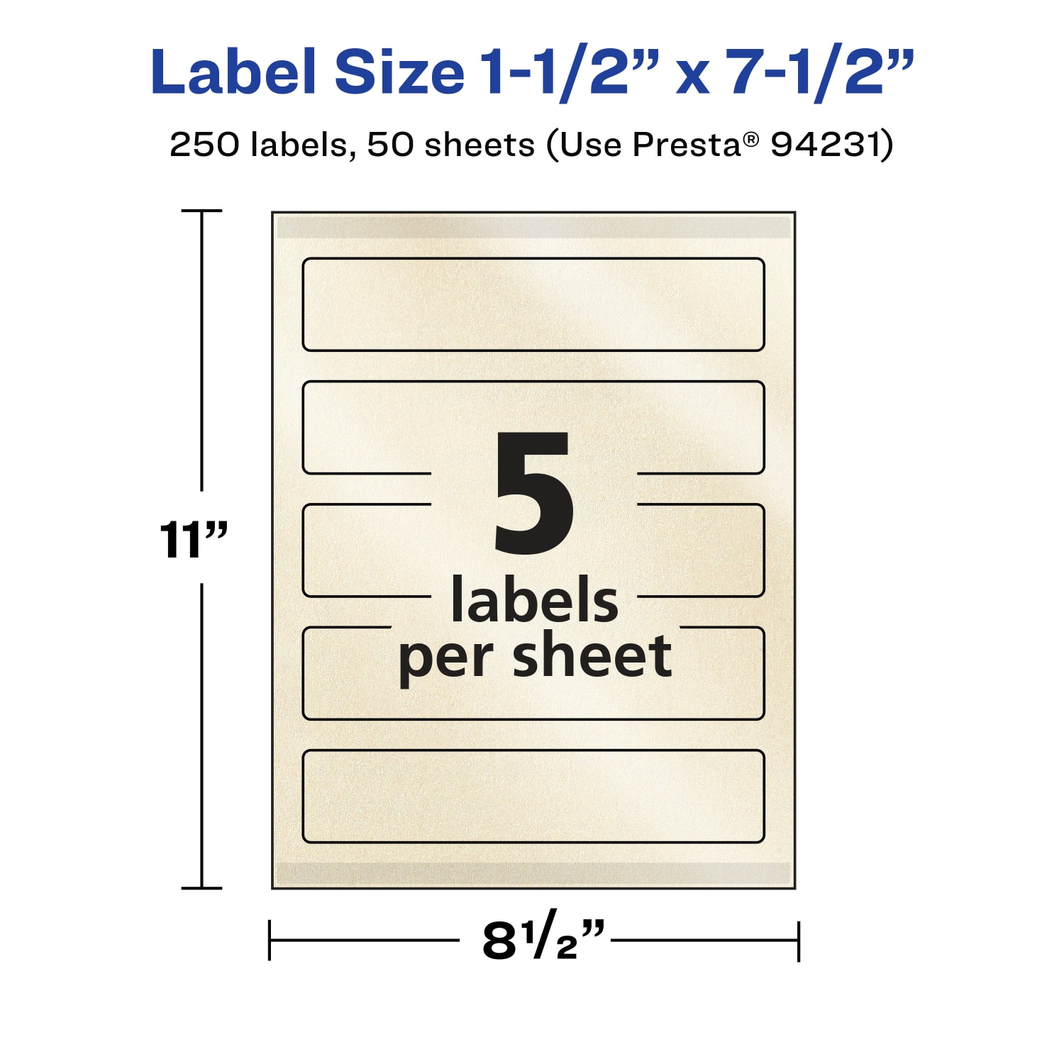 Avery Pearlized Permanent Labels With Sure Feed, 94231-PIP50, Rectangle, 1-1/2in x 7-1/2in, Ivory, Pack Of 250 Labels - Image 6