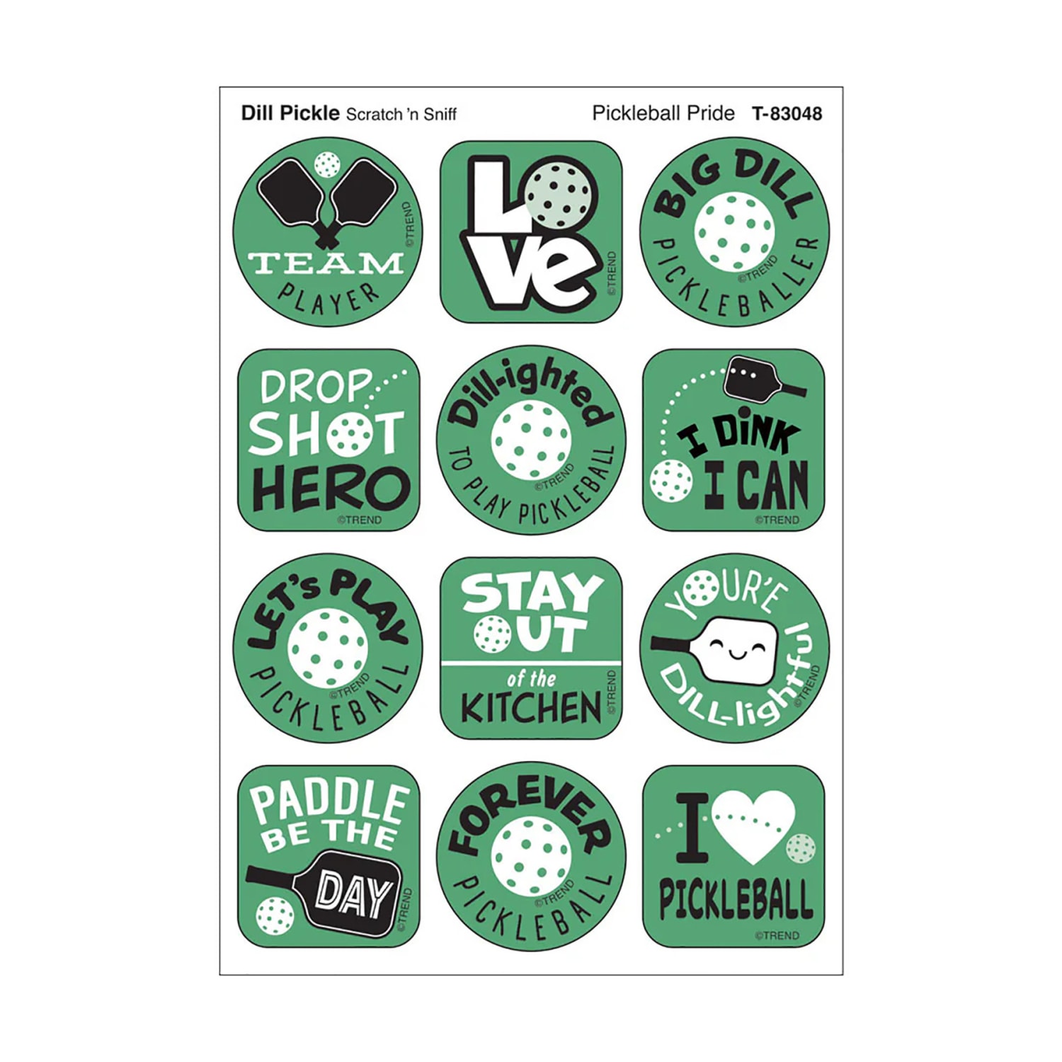 TREND Stinky Stickers, Pickleball DILL-ight, Dill Pickle Scent, 48 Per Pack, Set Of 6 Packs - Image 3