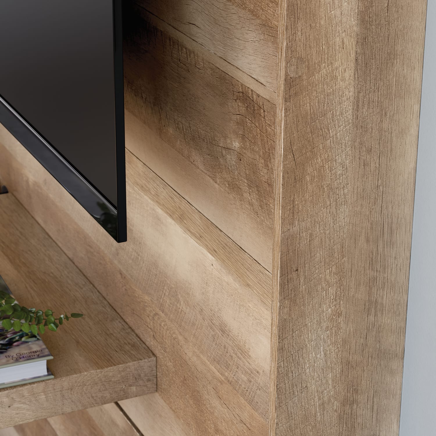 Sauder Cannery Bridge Entertainment Wall With TV Mount, 84inH x 72inW x 17-1/2inD, Lintel Oak - Image 5