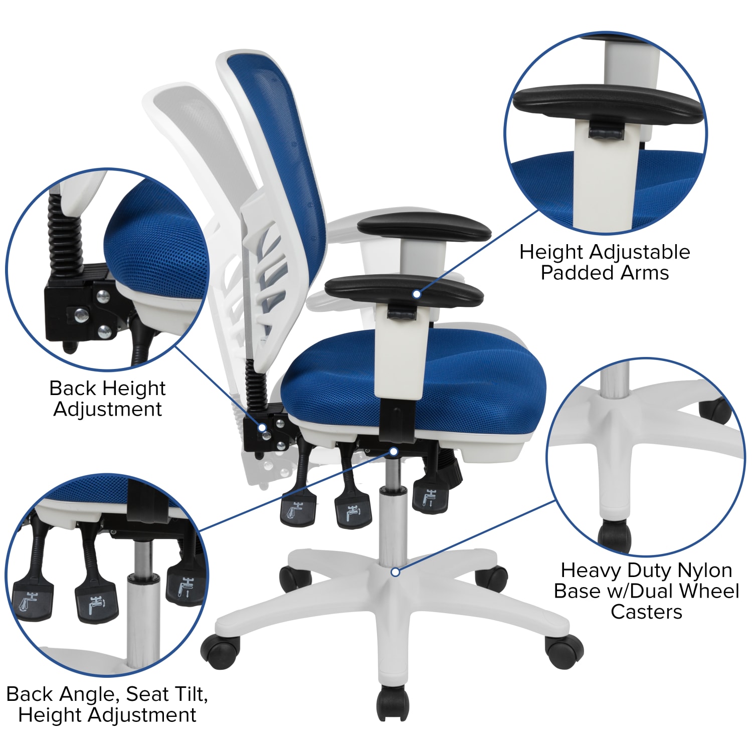 Flash Furniture Ergonomic Mesh MidBack Executive Office Chair BlueWhite PopularChairscom Flash Furniture Ergonomic Mesh Mid Back Executive Office Chair BlueWhite PopularChairscom