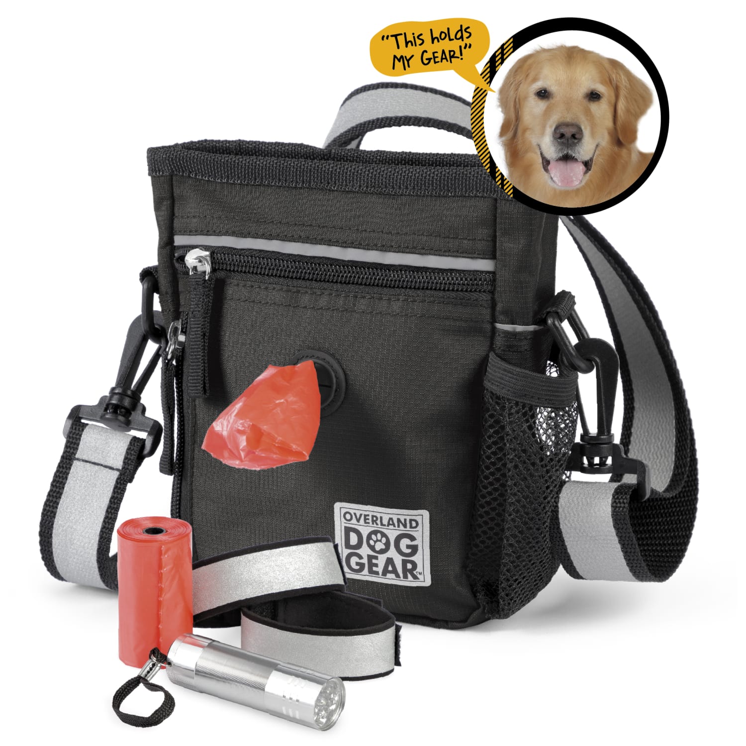 Mobile Dog Gear Day/Night 6-Piece Walking Bag, 7inH x 2inW x 6inD, Black - Image 4