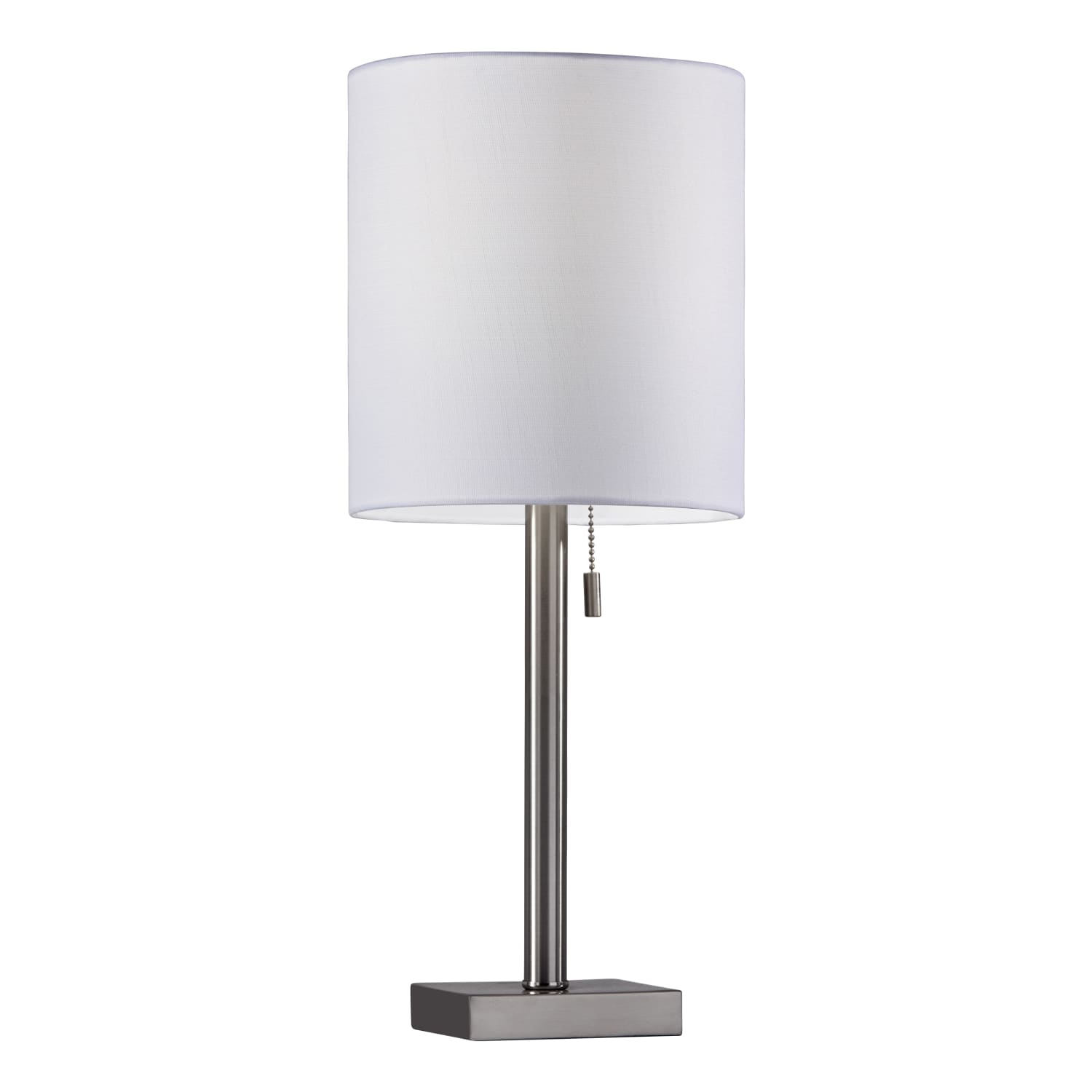 Adesso Liam Table Lamp, 22inH, White Shade/Brushed-Steel Base