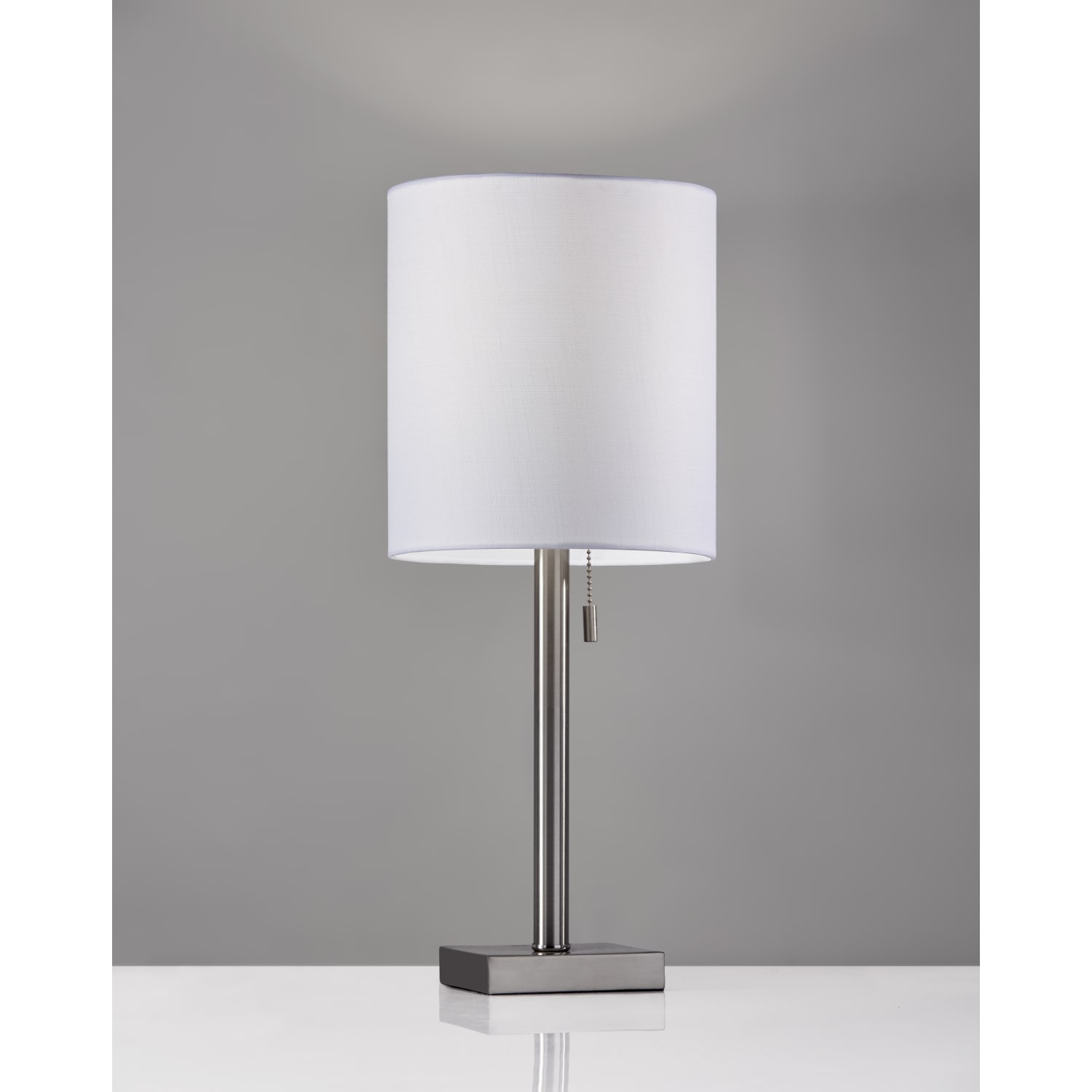 Adesso Liam Table Lamp, 22inH, White Shade/Brushed-Steel Base - Image 3