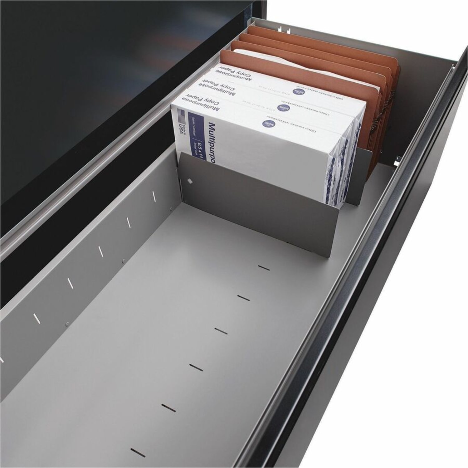 Lorell 36inW x 18-5/8inD Lateral 3-Drawer Letter/Legal File Cabinet, Black - Image 4