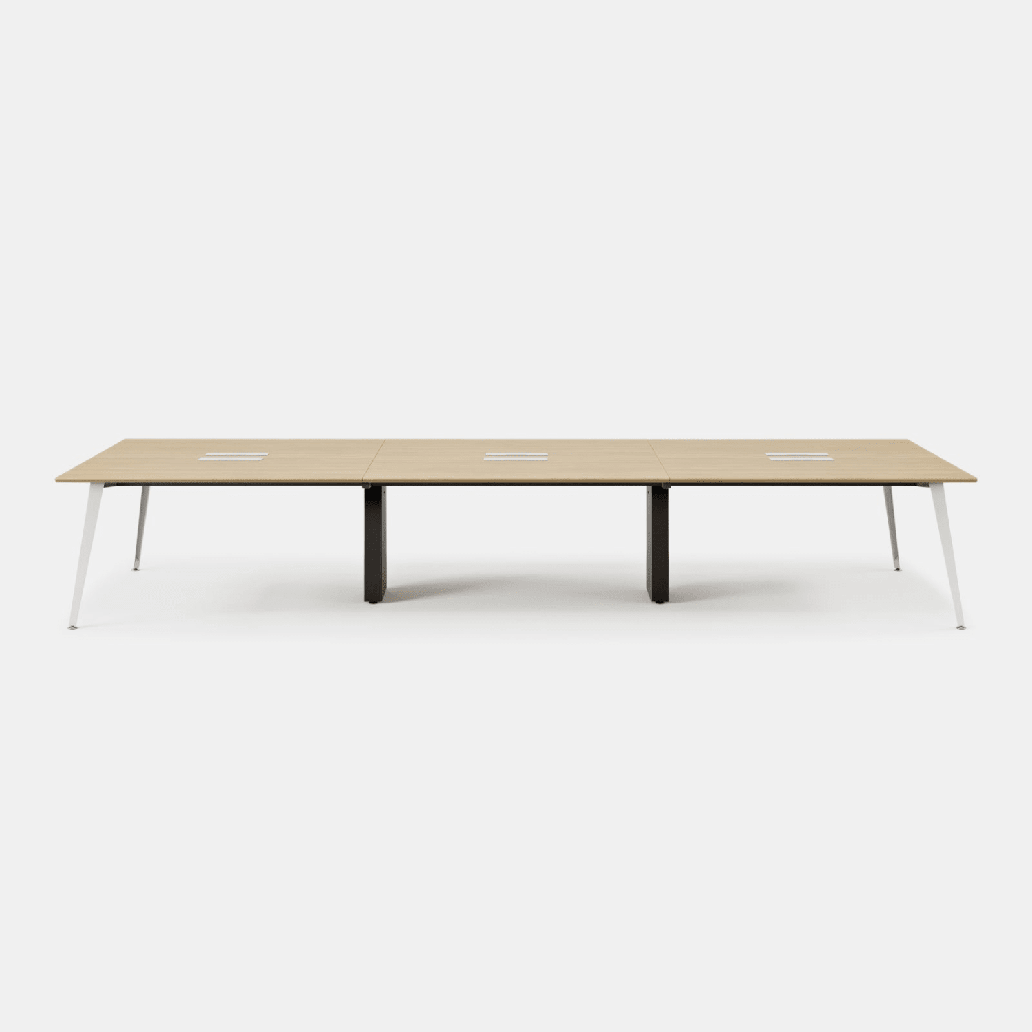 Branch Furniture 144inW 6-Person Computer Desk, Woodgrain Top/White Leg - Image 3