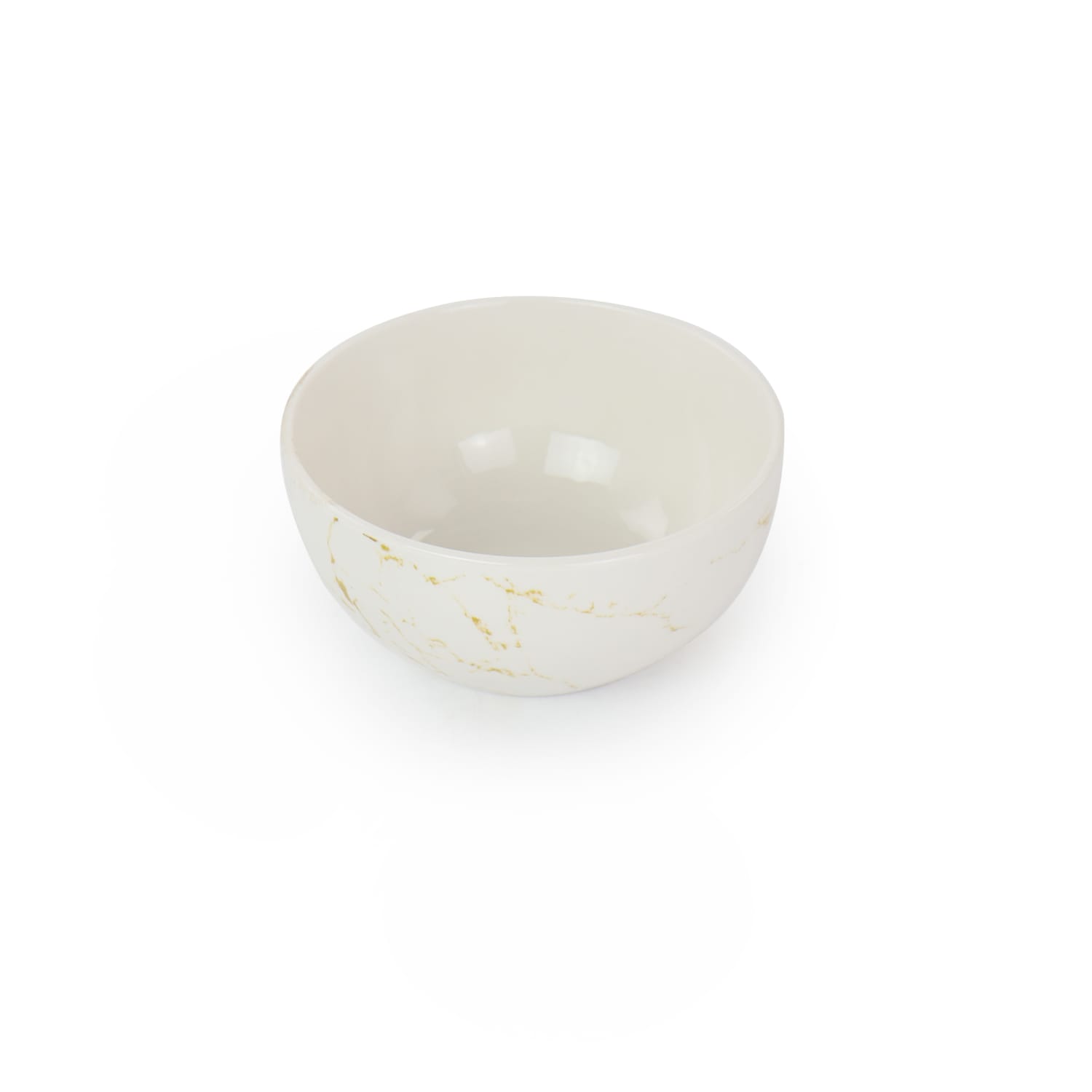 Elama Fine Marble 16-Piece Stoneware Dinnerware Set, Gold/White - Image 5