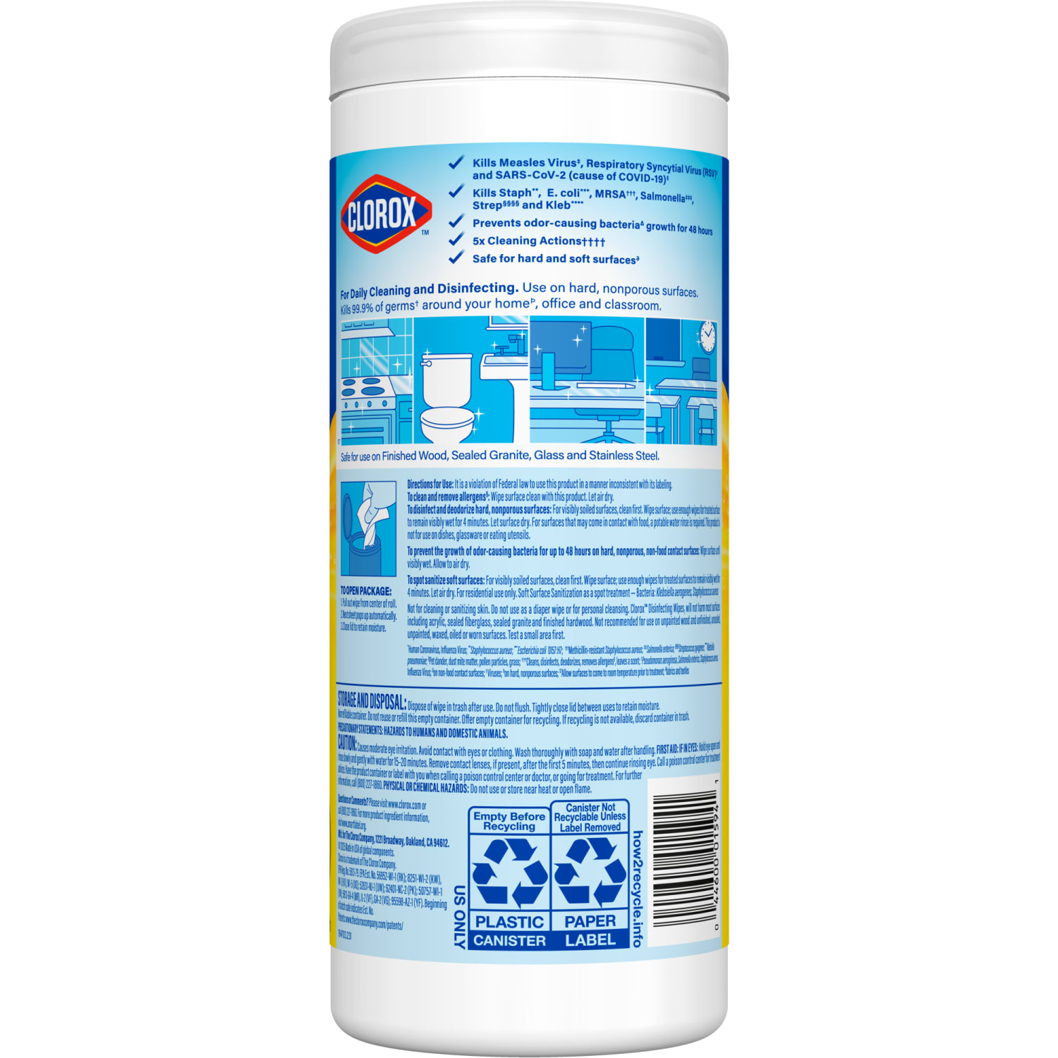 Clorox Disinfecting Wipes, 7in x 8in, Citrus Blend Scent, Canister Of 35 - Image 5