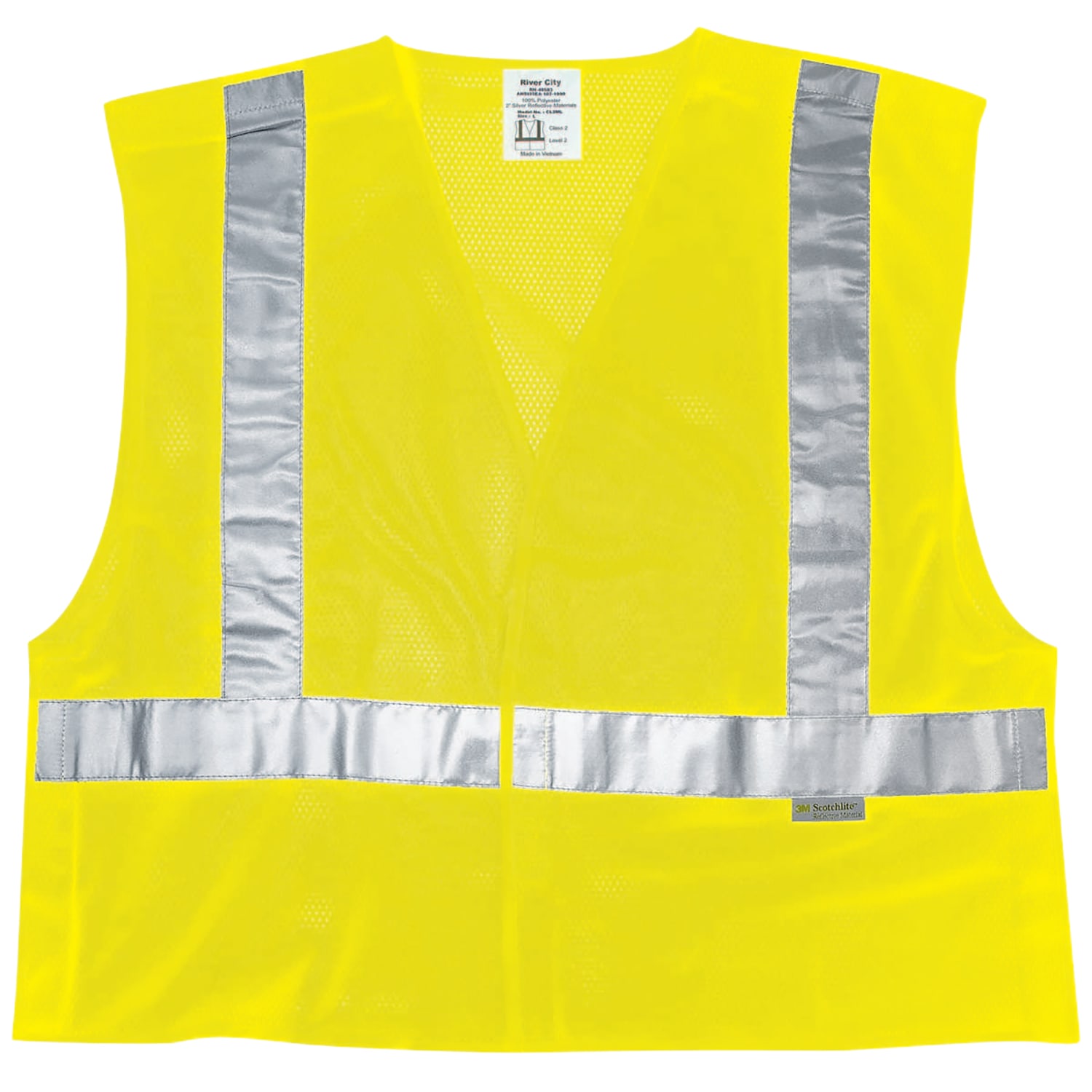MCR Safety Luminator Class II Tear Away Safety Vests, Large, Fluorescent Lime