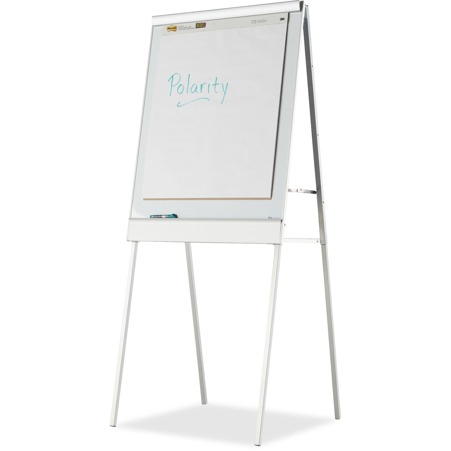 Iceberg Polarity Magnetic Presentation Flipchart Easel with Dry-erase Surface - 30in (2.5 ft) Width x 38in (3.2 ft) Height - White Steel Surface - Metal Frame - Rectangle - Floor Standing - 1 Each - Image 3