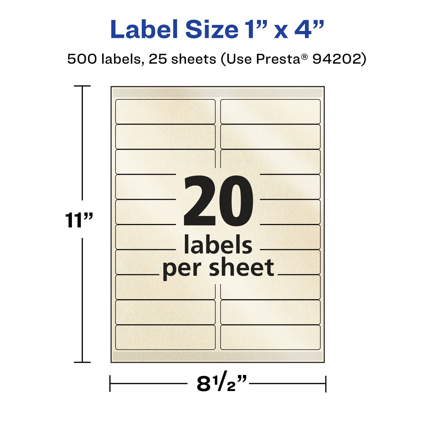Avery Pearlized Permanent Labels With Sure Feed, 94202-PIP25, Rectangle, 1in x 4in, Ivory, Pack Of 500 Labels - Image 6