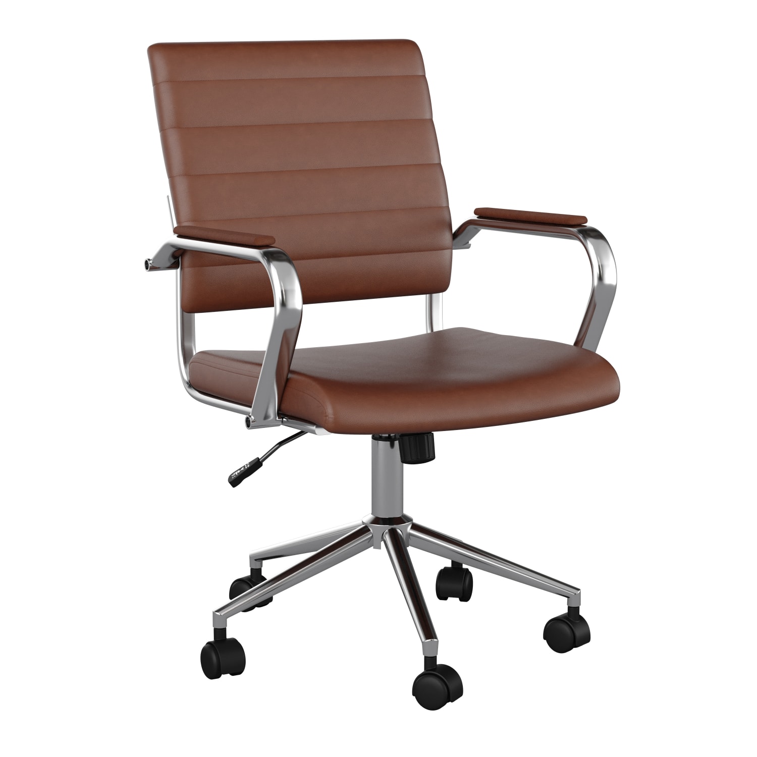 Martha Stewart Piper Faux Leather Upholstered MidBack Executive Office Chair Saddle BrownPolished Nickel PopularChairscom Martha Stewart Piper Faux Leather Upholstered Mid Back Executive Office Chair Saddle BrownPolished Nickel PopularChairscom