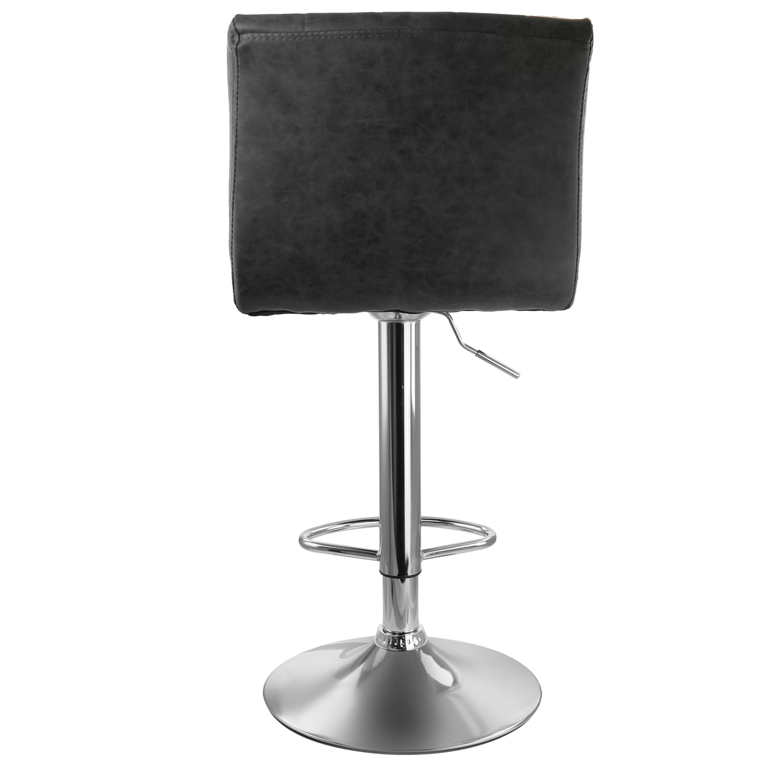 Elama Vintage Faux Leather Adjustable Bar Stools, Gray/Chrome, Set Of 2 Stools - Image 3