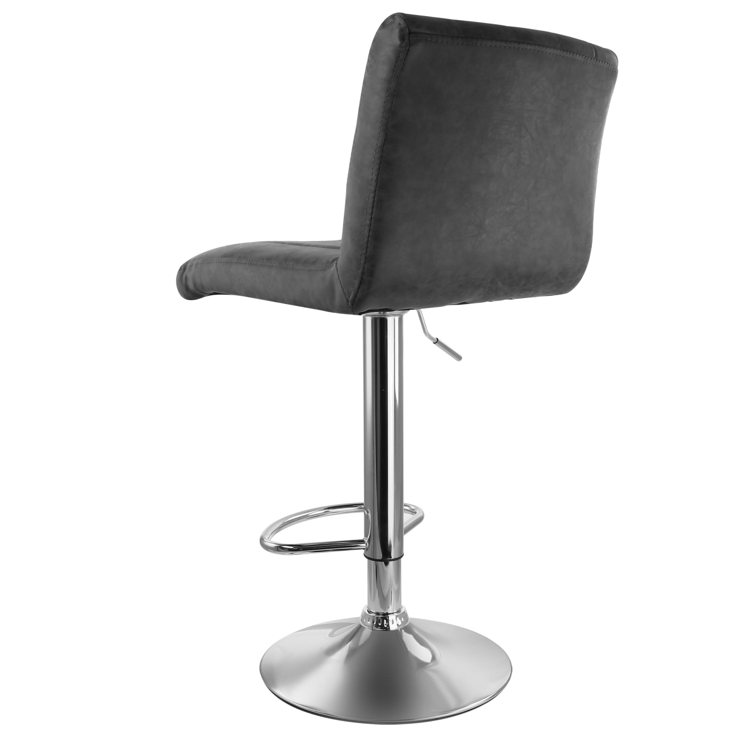 Elama Vintage Faux Leather Adjustable Bar Stools, Gray/Chrome, Set Of 2 Stools - Image 4