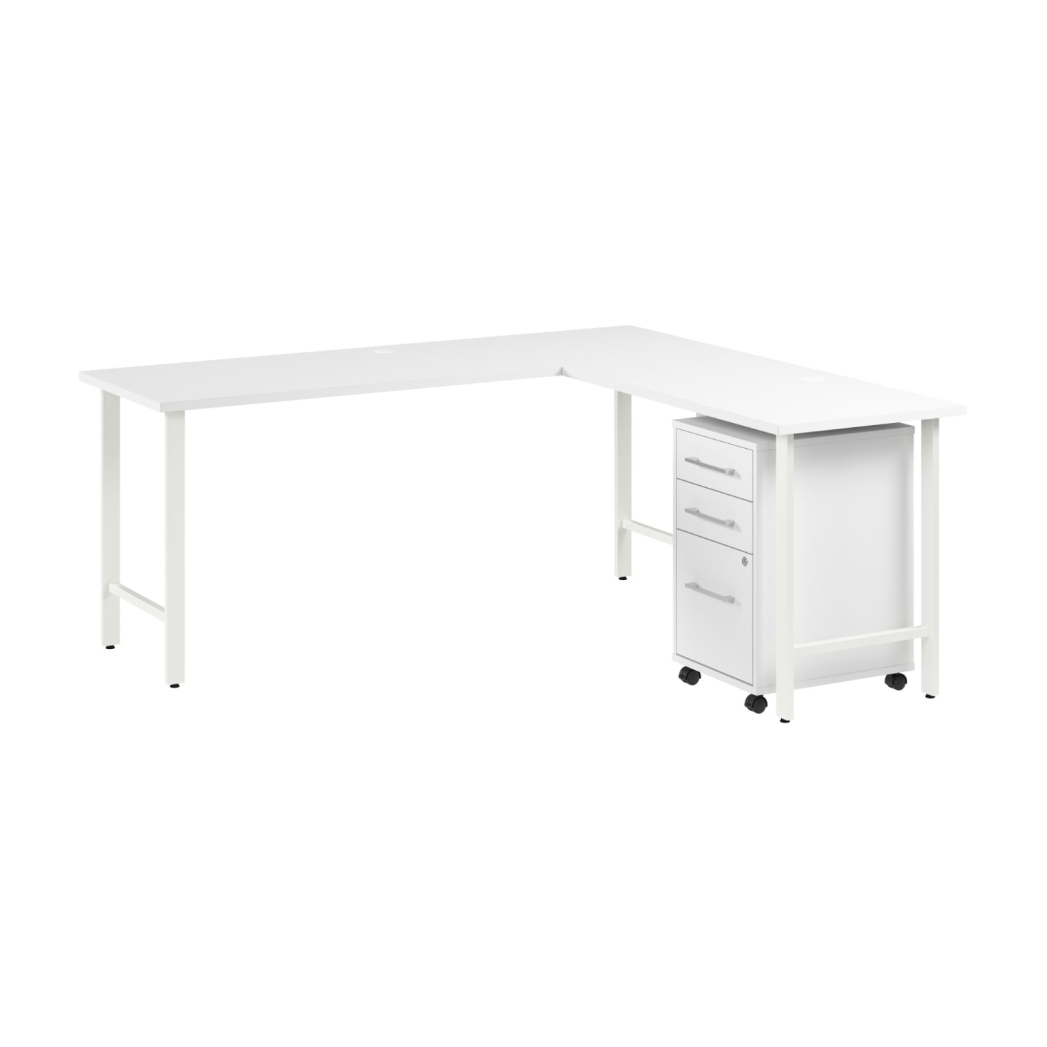 Bush Business Furniture Hustle 72inW L-Shaped Corner Computer Desk with 3 Drawer Mobile File Cabinet, White, Standard Delivery Service - Image 3