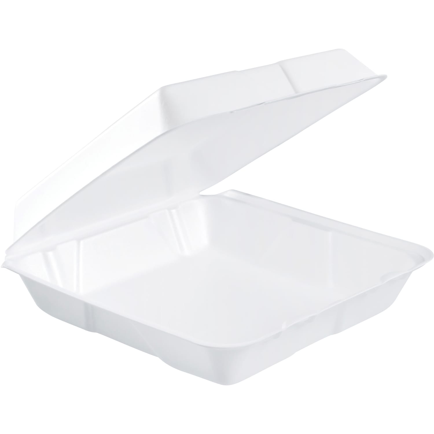 Dart Carryout Food Containers, Foam-Hinged, 1 Compartment, 9 1/2in x 9 1/4in x 3in, White, Pack Of 200 - Image 4