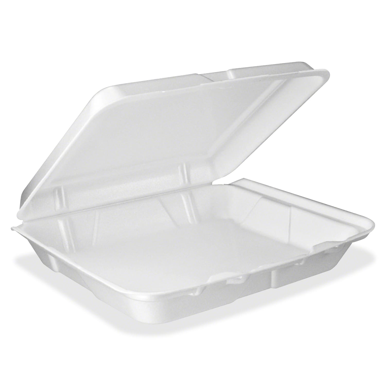 Dart Carryout Food Containers, Foam-Hinged, 1 Compartment, 9 1/2in x 9 1/4in x 3in, White, Pack Of 200 - Image 5