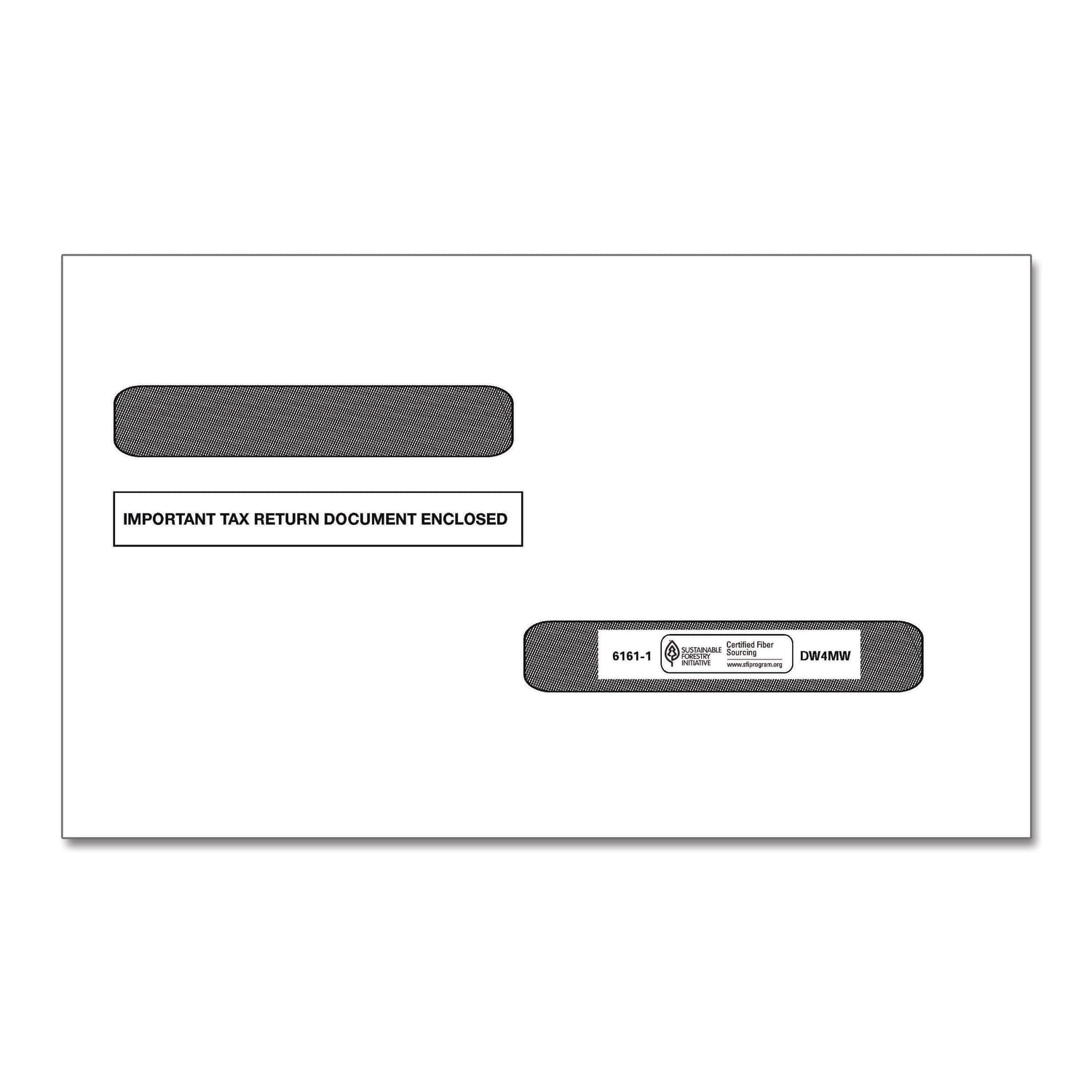 ComplyRight Double-Window Envelopes For W-2 (5216)/1099-R (5175) Tax Forms, 5-5/8in x 9in, Moisture-Seal, White, Pack Of 100 Envelopes