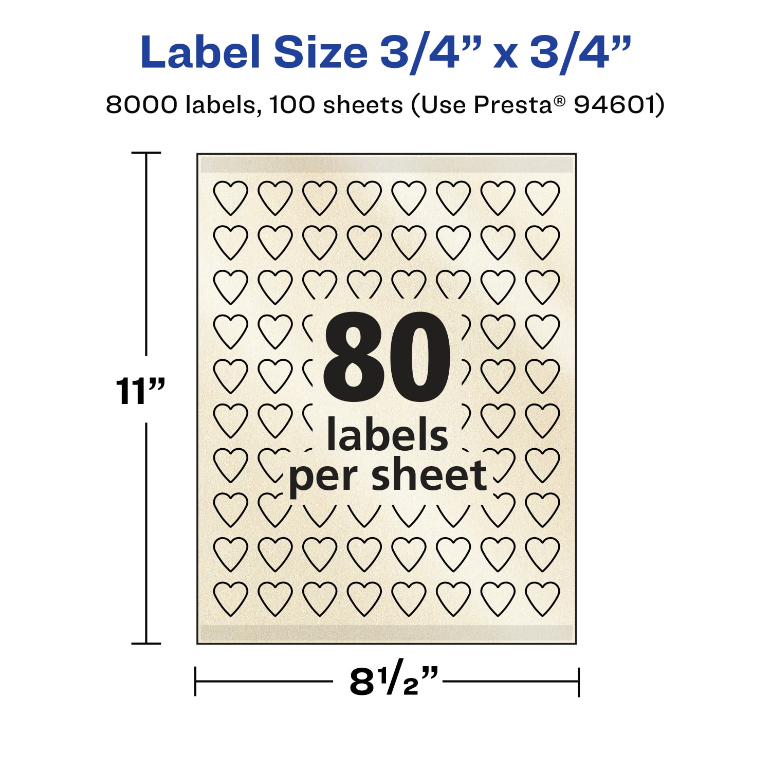 Avery Pearlized Permanent Labels With Sure Feed, 94601-PIP100, Heart, 3/4in x 3/4in, Ivory, Pack Of 8,000 Labels - Image 6