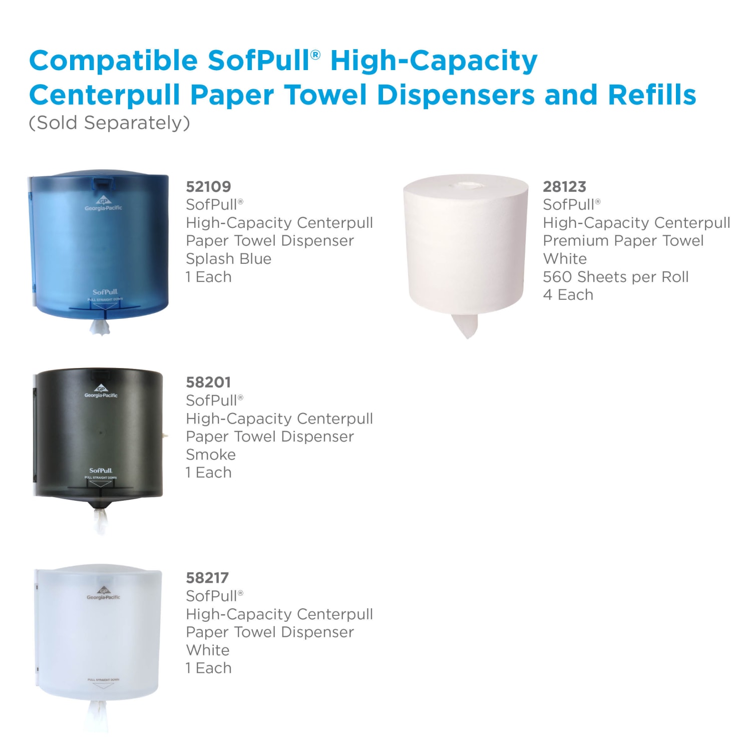 SofPull by GP PRO, 1-Ply, Centerpull Perforated Towels, White, 4 Rolls Per Case, 567 Sheets Per Roll - Image 6