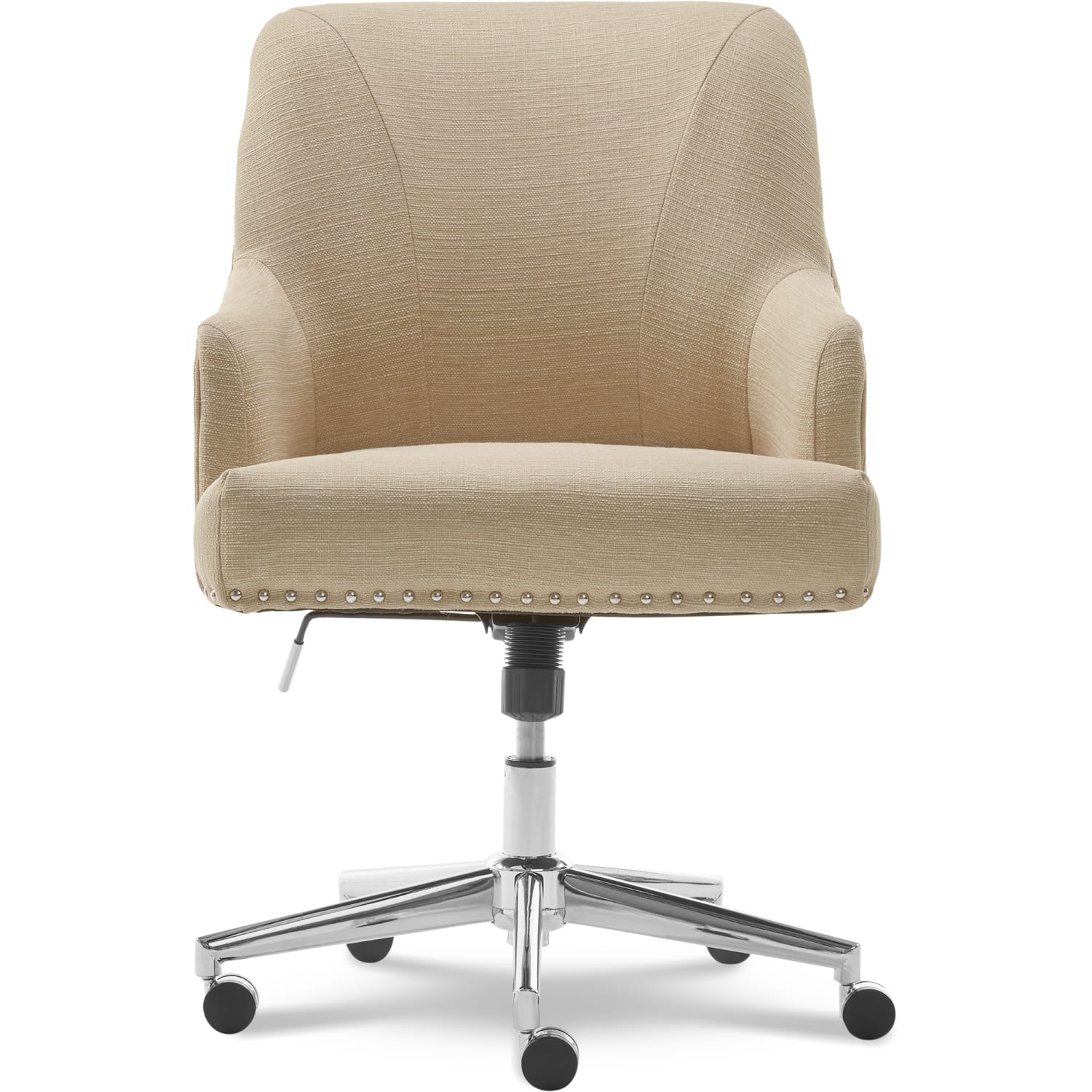 Serta® Leighton Home Fabric Mid Back Chair Stoneware BeigeChrome PopularChairscom