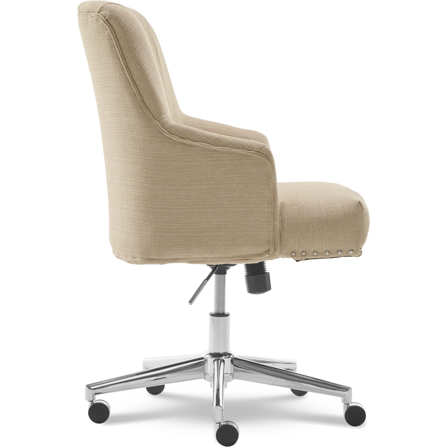 Serta® Leighton Home Fabric Mid Back Chair Stoneware BeigeChrome PopularChairscom
