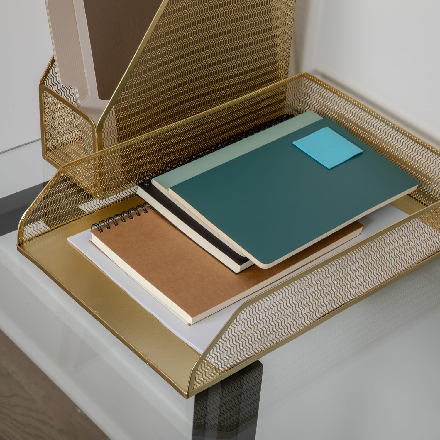 Martha Stewart Ryder Mesh Metal 6-Piece Desktop Organizer Set, Gold - Image 6
