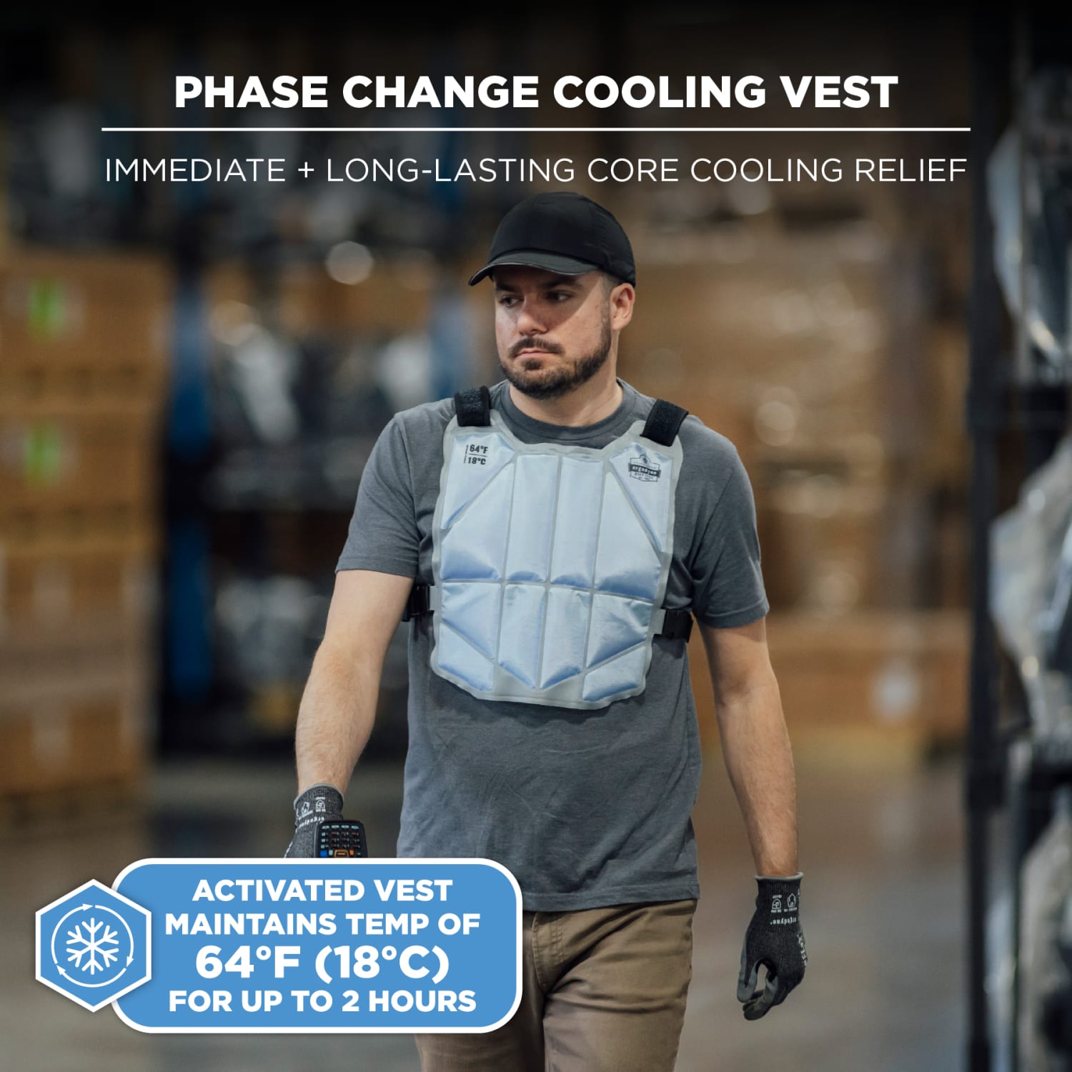 Ergodyne Chill-Its 6210 Phase Change Cooling Ice Vest, One Size, Blue - Image 3