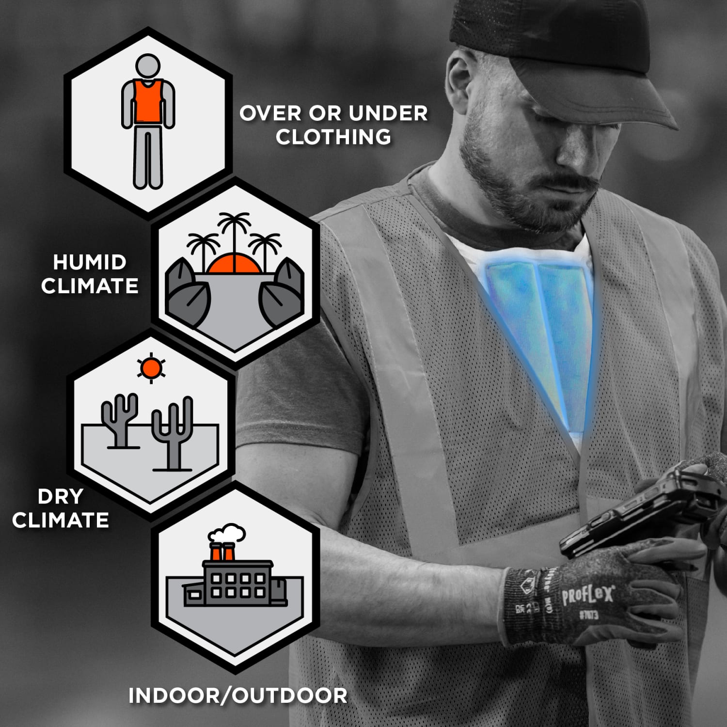 Ergodyne Chill-Its 6210 Phase Change Cooling Ice Vest, One Size, Blue - Image 4