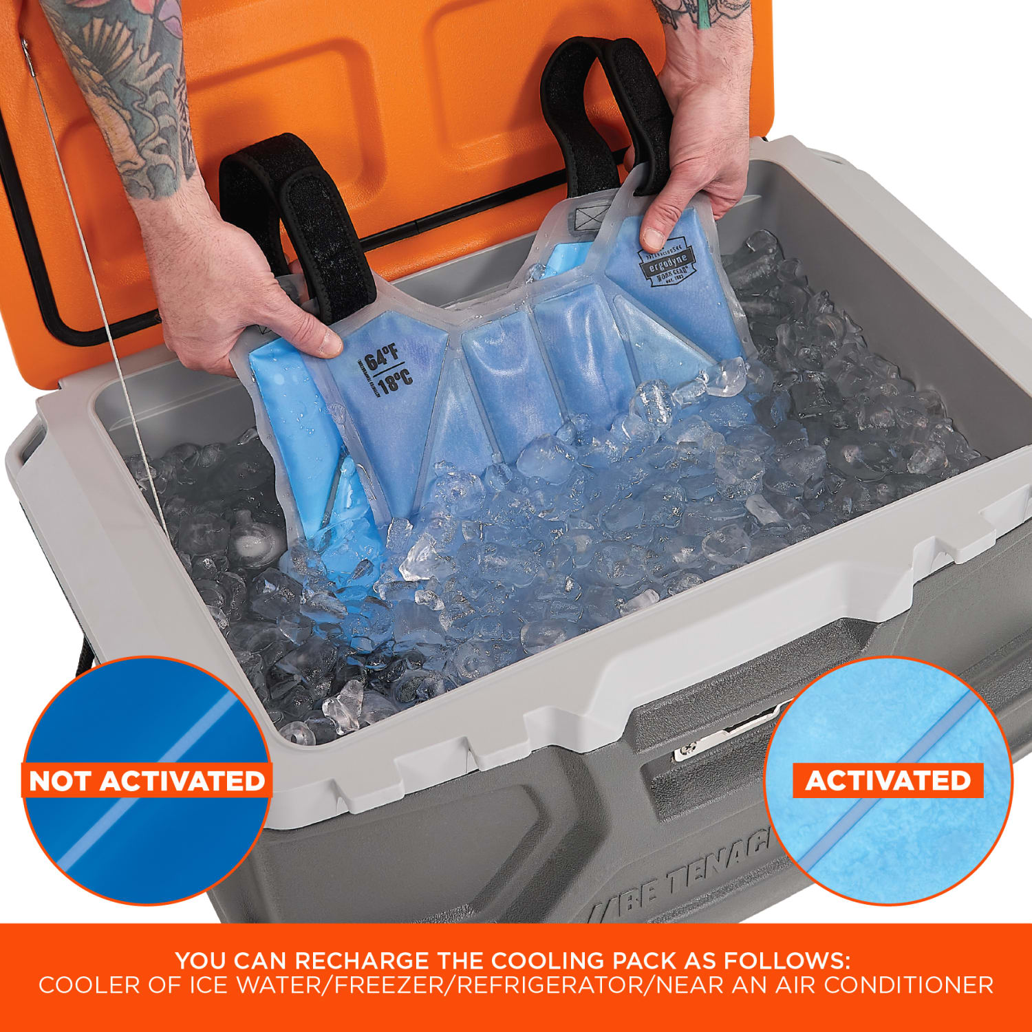 Ergodyne Chill-Its 6210 Phase Change Cooling Ice Vest, One Size, Blue - Image 5