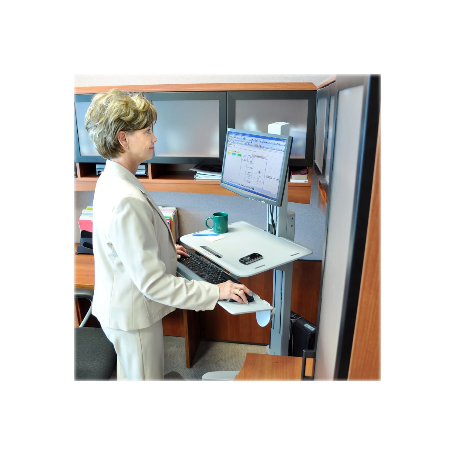 Ergotron WorkFit-C Sit-Stand Workstation, Gray
