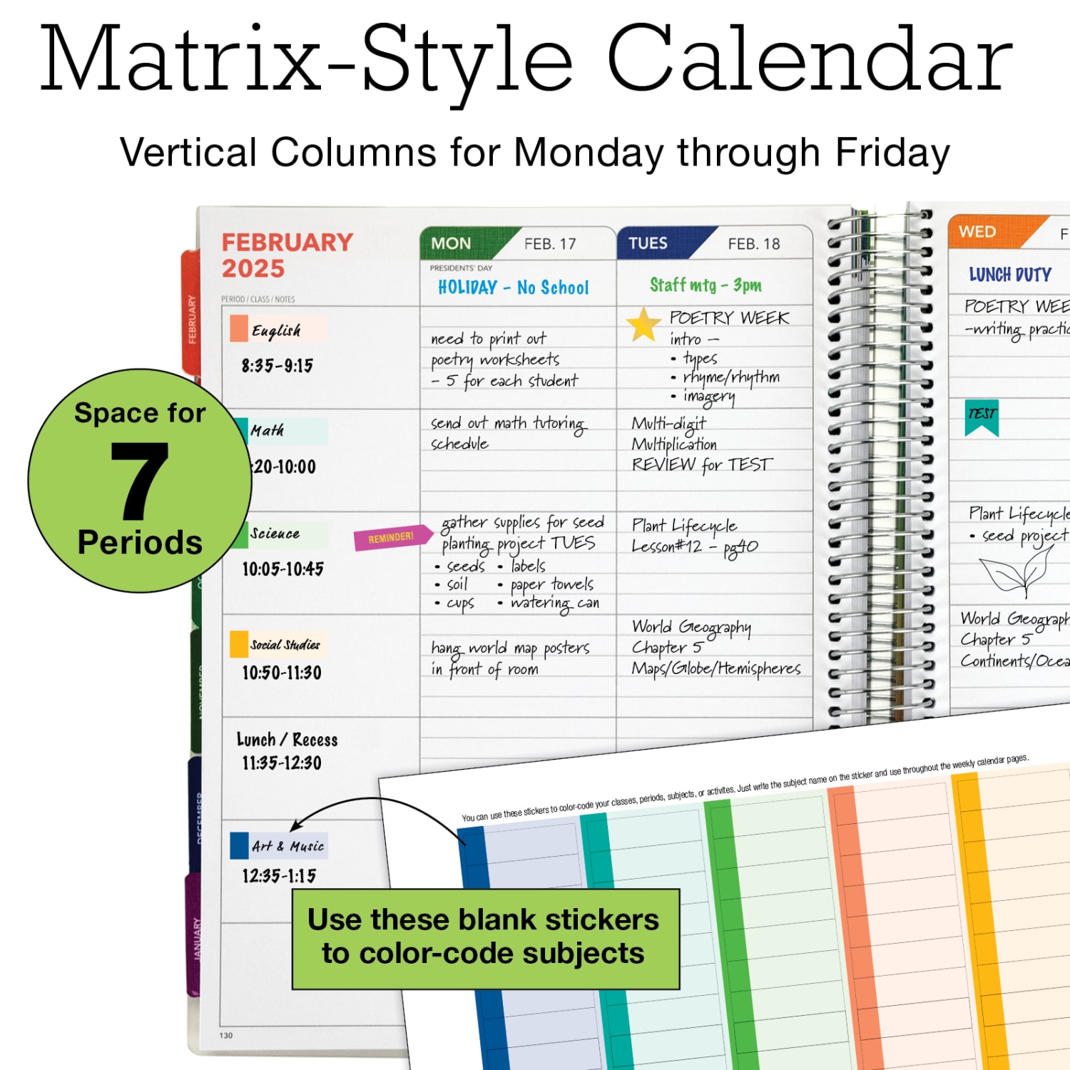 2024-2025 Global Printed Products Hardcover Deluxe Teacher Daily/Weekly/Monthly Academic Year Planner, 8-1/2in x 11in, DTPAY240041 - Image 5