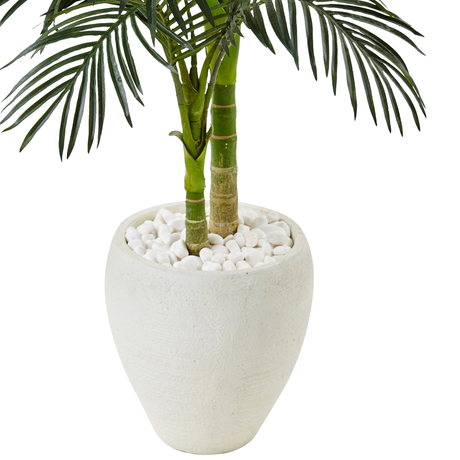Nearly Natural Golden Cane Palm 54in Artificial Tree With Oval Planter, Green/White - Image 4