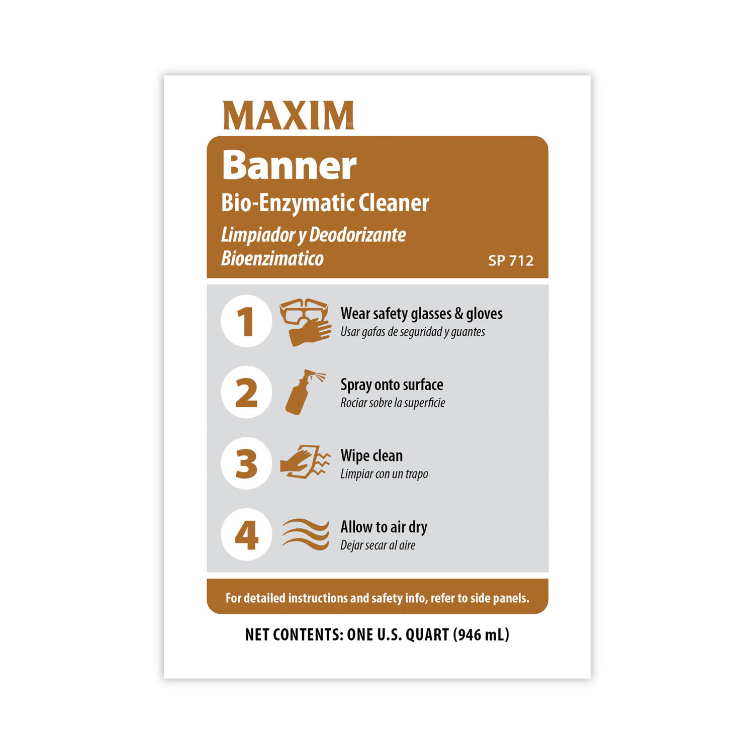 Maxim Banner Bio-Enzymatic Cleaner, Safe-to-Ship, Fresh Scent, 32 oz Bottle, 6/Carton - Image 6