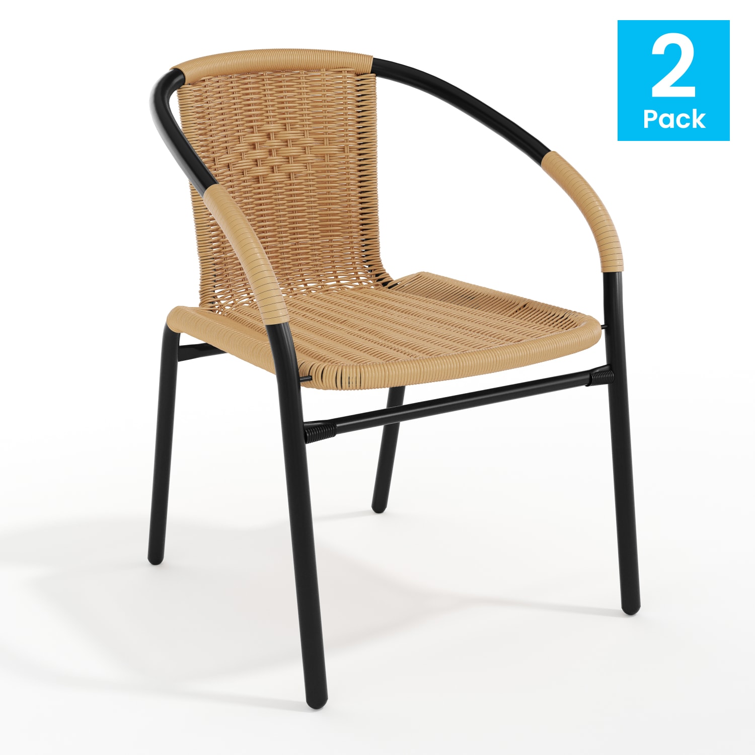 Flash Furniture Lila Restaurant Stack Chairs, Beige/Black, Pack Of 2 Chairs - Image 3