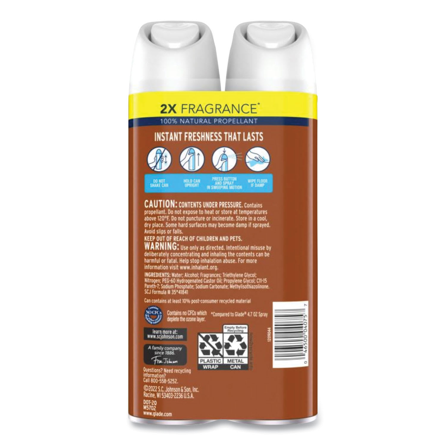 Glade Air Freshener, Cashmere Woods, 8.3 oz Aerosol Spray, 3/Carton - Image 3