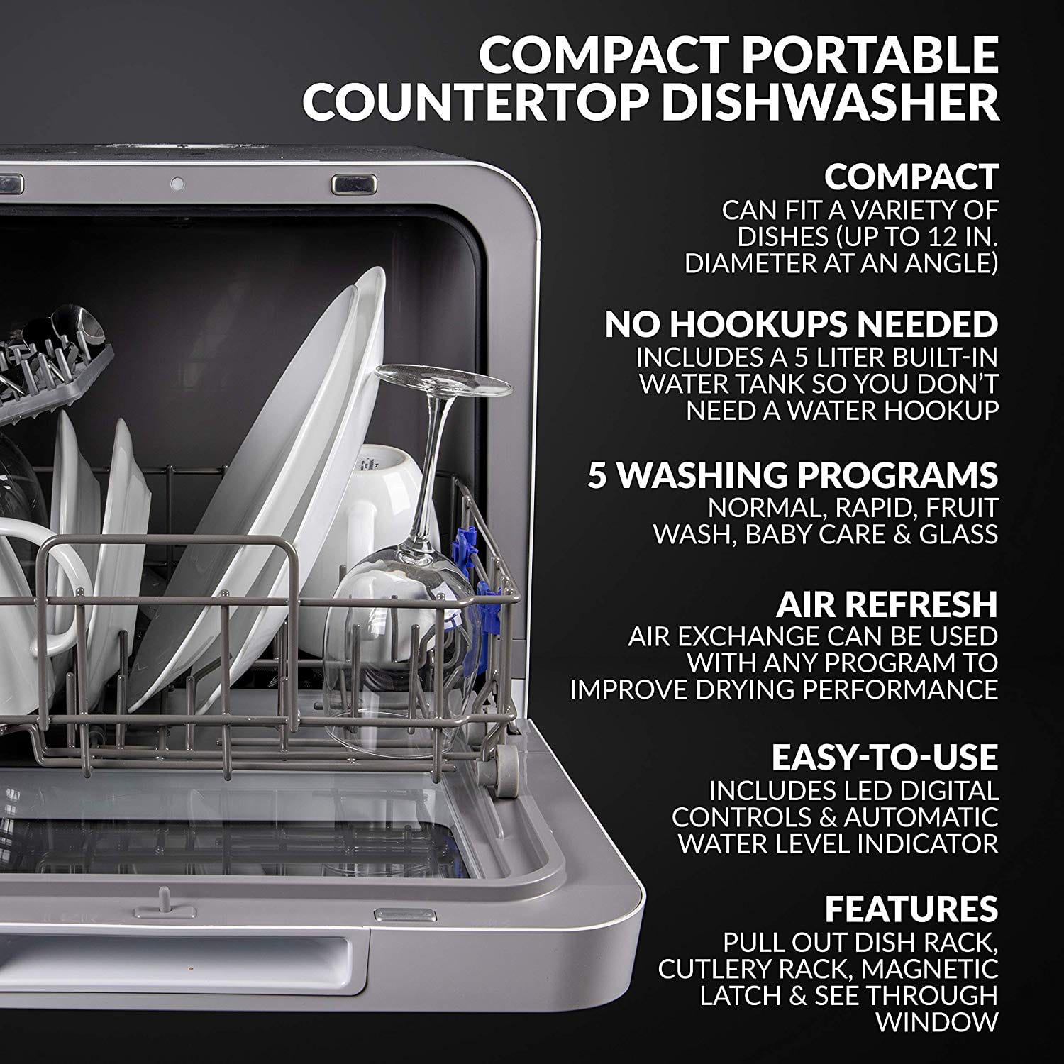 Farberware Professional FDW05AS Counter-Top Dishwasher, White/Matte Black - Image 5