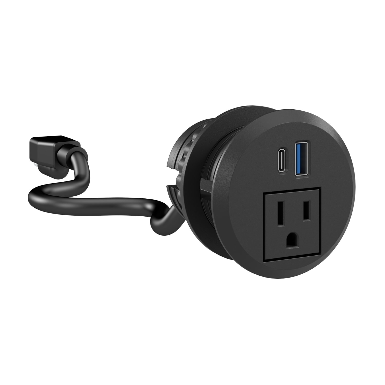 Bush Business Furniture 2-inch Desktop Power Grommet with AC Outlet and USB-A/USB-C Ports, Black, Standard Delivery - Image 5