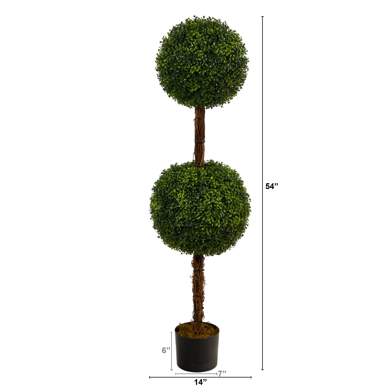 Nearly Natural Boxwood Double Ball Topiary 4.5'H Artificial Tree With Planter, 54inH x 14inW x 14inD, Green/Black - Image 3
