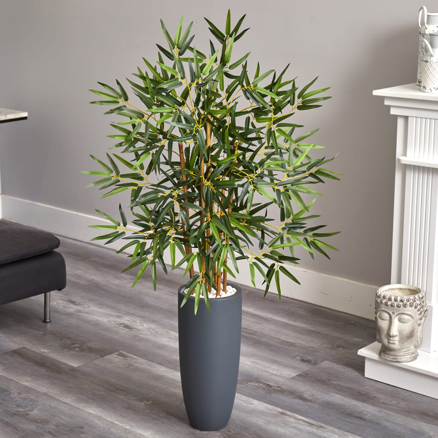 Nearly Natural Bamboo 48inH Artificial Tree With Cylinder Planter, 48inH x 24inW x 24inD, Green - Image 3