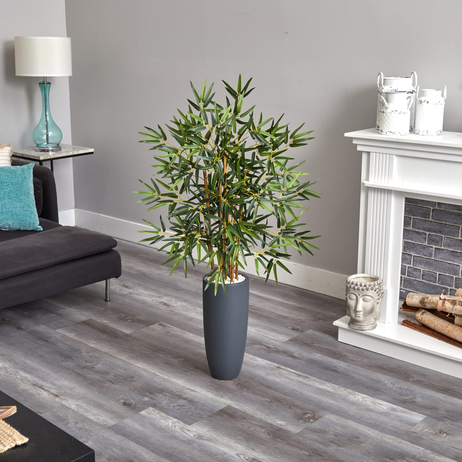 Nearly Natural Bamboo 48inH Artificial Tree With Cylinder Planter, 48inH x 24inW x 24inD, Green - Image 4
