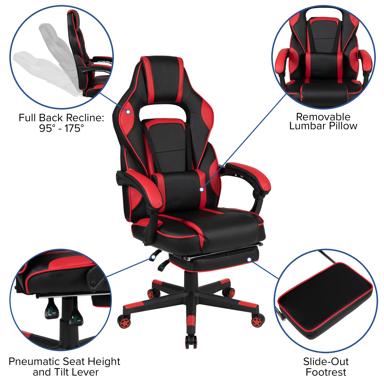 Flash Furniture X40 Gaming Chair With Fully Reclining Back And Arms Red PopularChairscom